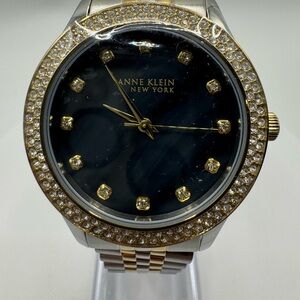 Anne Klein 12/7743BMTT Women's 36mm Crystal Accent Black MOP Dial Watch